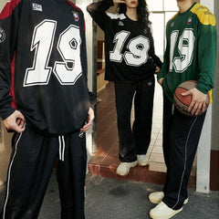 Hearujoy Spring Autumn Casual Long-Sleeved Tops Fashionable Retro Printed Y2k Street Hip-Hop American Loose Quick-Drying Sportswear