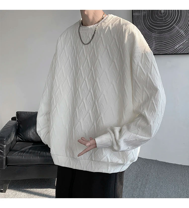 HEARUJOY  -  American Style Men's Crew Neck Sweatshirt Basic Pullover Harajuku Sweatshirt Long Sleeve T-shirt Fashion Men's Clothing 5XL