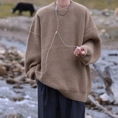 Hearujoy Winter Thick Sweater Men Warm Round Neck Knitted Pullover Sweater Men Streetwear Loose Long Sleeved Sweater Mens Jumper Clothes