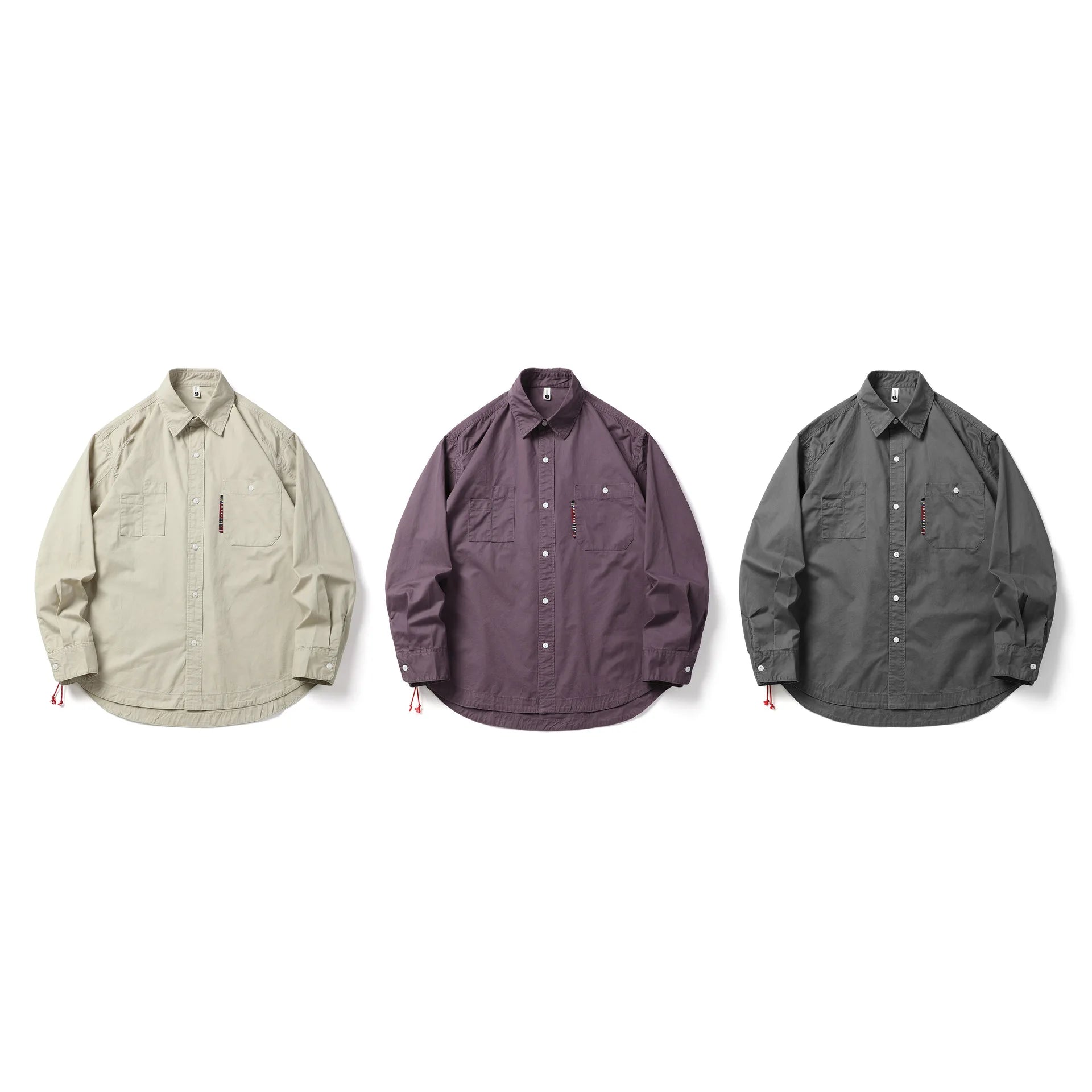 HEARUJOY  -  Japanese Retro Washed Cotton Work Shirt Men's Stylish Oversized Lapel Long Sleeve Top Versatile Casual Wear for Spring/Autumn