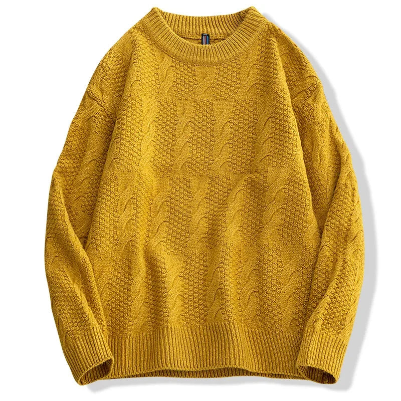 HEARUJOY  -  Men's Fashion Inside Crew-neck Knit Hoodie Version Loose Breathable Autumn and Winter Sweater Men Casual