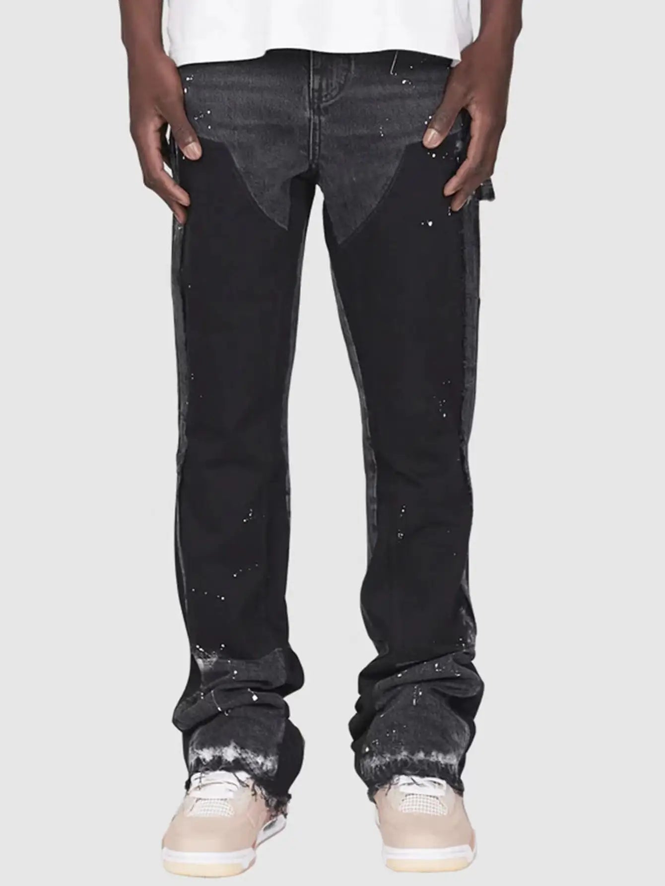 Hearujoy New Streetwear Color Match Baggy Jeans for Men Straight Patchwork Vintage Loose Denim Trousers Oversized Casual Cargo Pants