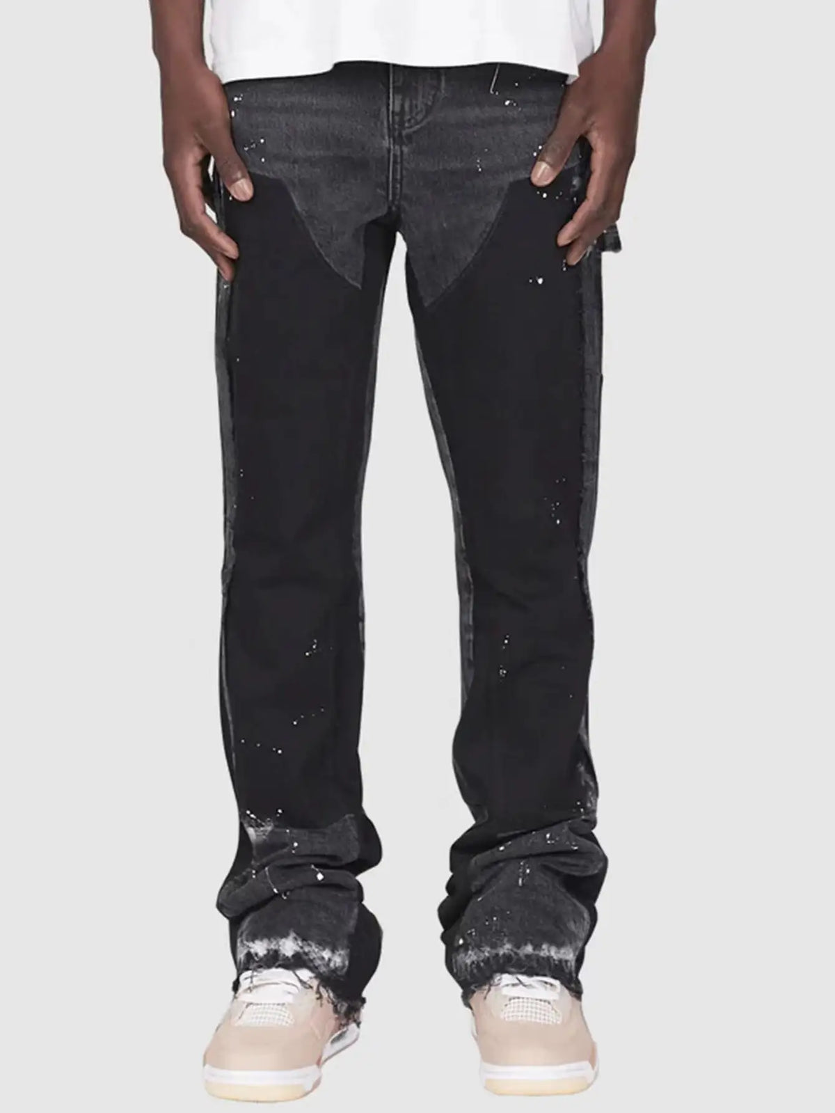 Hearujoy New Streetwear Color Match Baggy Jeans for Men Straight Patchwork Vintage Loose Denim Trousers Oversized Casual Cargo Pants