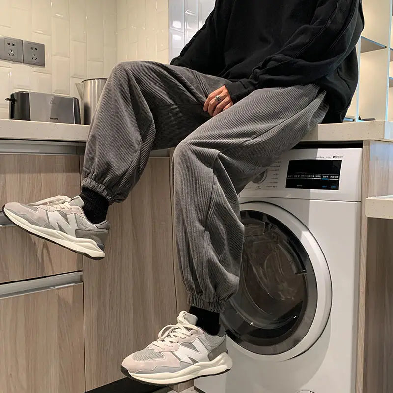 HEARUJOY  -  Man Sports Pants Harem Trousers Comfortable Y2k Cool Autumn Winter Casual Korean Sweatpants for Men Fleece-lined and Extra Thick