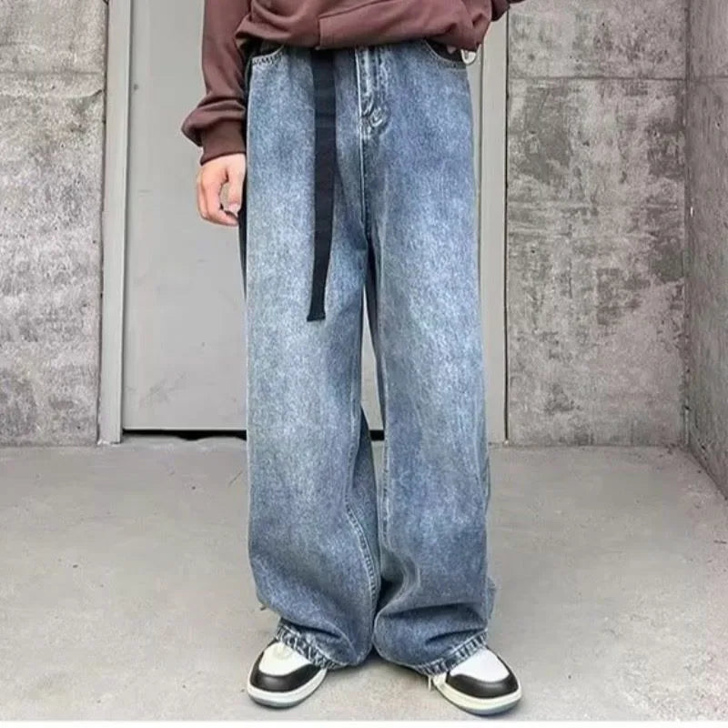 Hearujoy Baggy Jeans Men Y2K Oversize High Waist Denim Pants Male Streetwear 90S Wide Leg Trousers Hip Hop Japanese Casual