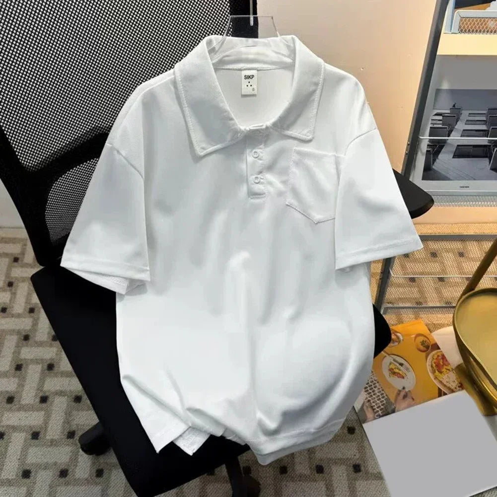 HEARUJOY  -  Casual Outing 2XL Men Summer T-Shirt Men's Casual Summer Tops Short Sleeve Shirt Casual Fashion Lapel Neckline Regular Length