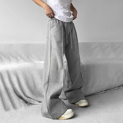 Hearujoy Mens Casual Niche Wide Leg Pants Genderless 2024 New American Streetwear Versatile Simple Solid Color Floor-Mopping Pants Unisex