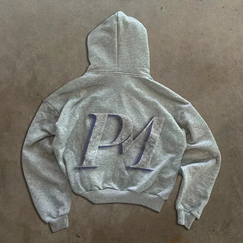 Hearujoy Y2K New Retro Hoodies Men Women Trendy Brand Printed Personalized Patterns Hip hop Hooded Cardigan Long Sleeves Sweatshirt Tops