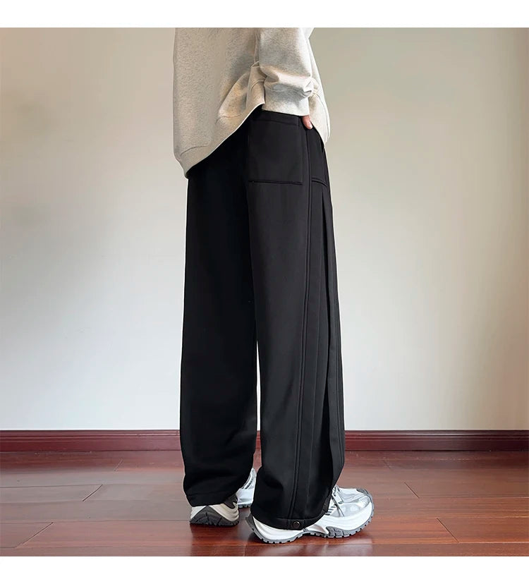 HEARUJOY  -  Black Casual Pants Men Fashion Oversized Wide Leg Pants Men Sweatpants Streetwear Loose Sports Pants Mens Joggers Trousers