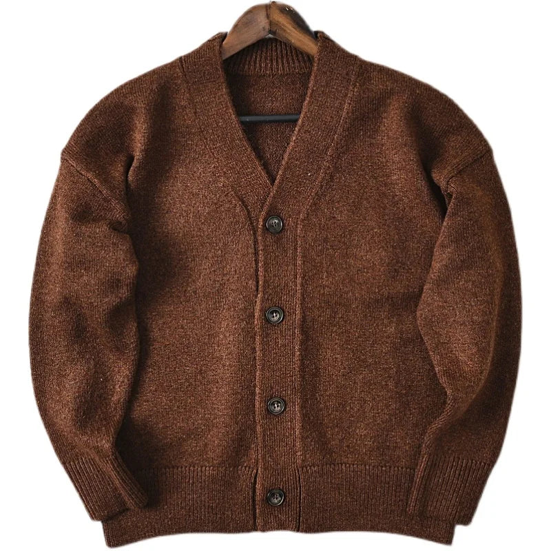 HEARUJOY  -  Men's Thickened Wool V-Neck Cardigan - Winter Warm Minimalist Knit Sweater Layering Top (Trendy) Autumn Winter