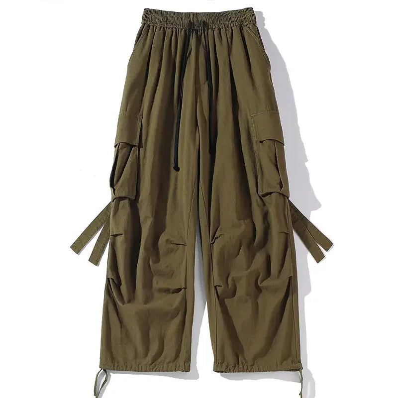 Hearujoy Black Cargo Pants for Men Oversize Cargo Trousers Male Green Loose Casual Japanese Streetwear Hip Hop Pocket Big Size