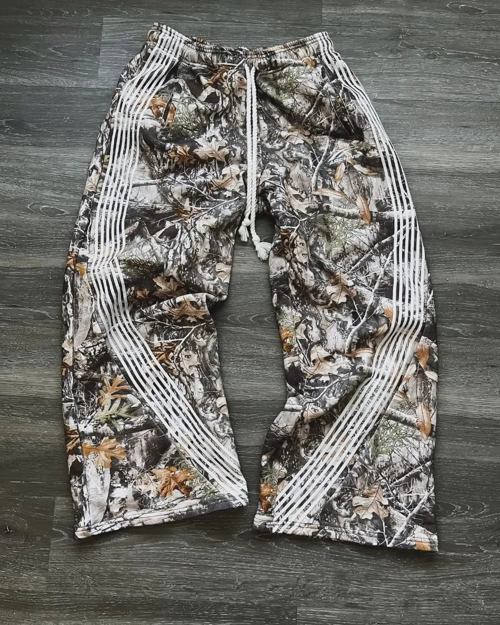 Hearujoy American washed leaf print camouflage trousers three-dimensional cut straight casual heavy industry workwear ins casual trousers