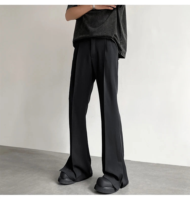 HEARUJOY  -  Brown Black Suit Pants Men Fashion Social Mens Dress Pants Korean Casual Loose Flared Pants Mens Office Formal Trousers M-2XL