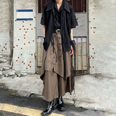 HEARUJOY  -  Genderless Trendy Skirt Gothic Dark Style Loose Hakama Pants Wide Leg Pants Large Size Design Samurai Pants Men Clothing