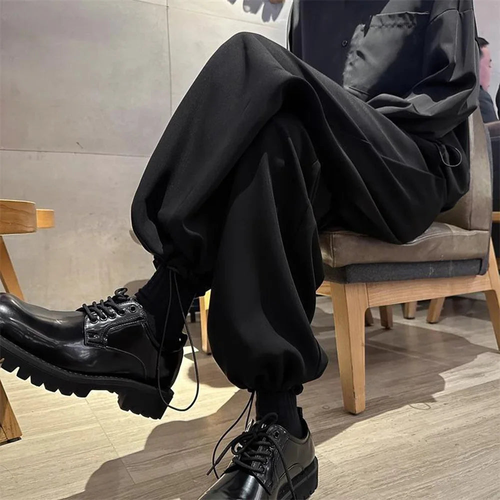 HEARUJOY  -  Mens Leggings Casual Drawstring Pants Business Office Personality Temperament Versatile Suit Pants Men'S Clothing Summer New