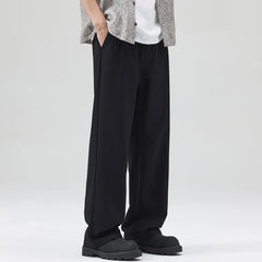 HEARUJOY  -  New Fashion Men's Suit Pants Summer Single Pleated Casual Wide Leg Draped Full Length Trousers Thin Male Bottoms