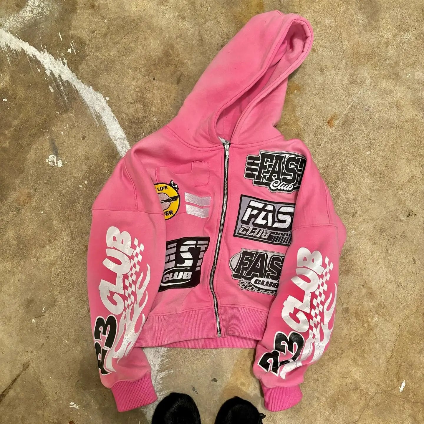 Hearujoy American pink sweatshirt zip up hoodie streetwear oversized 2000s harajuku new y2k tops casual hoodies tracksuit men clothing