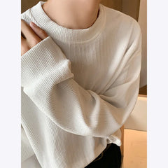 Hearujoy Autumn Long Sleeved T-shirt Men Oversized Fashion White Casual T Shirt Men Streetwear Korean Loose Pleated T Shirt Mens Top