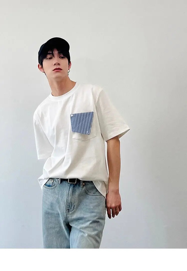 HEARUJOY  -  Summer Trendy Pocket Striped Casual Round Neck Short Sleeve T-Shirt