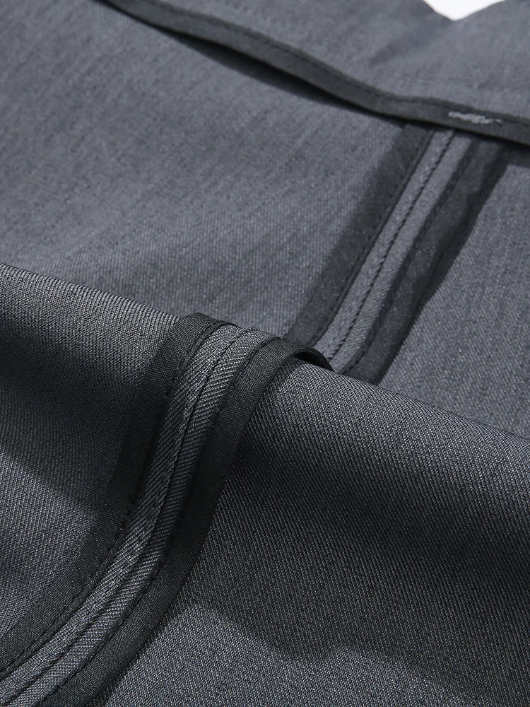 HEARUJOY  -  New Korean Men's Casual Pants Banded Waist Stretch Semi-Wide Pleated Suit Slacks Straight Loose Draped Trousers