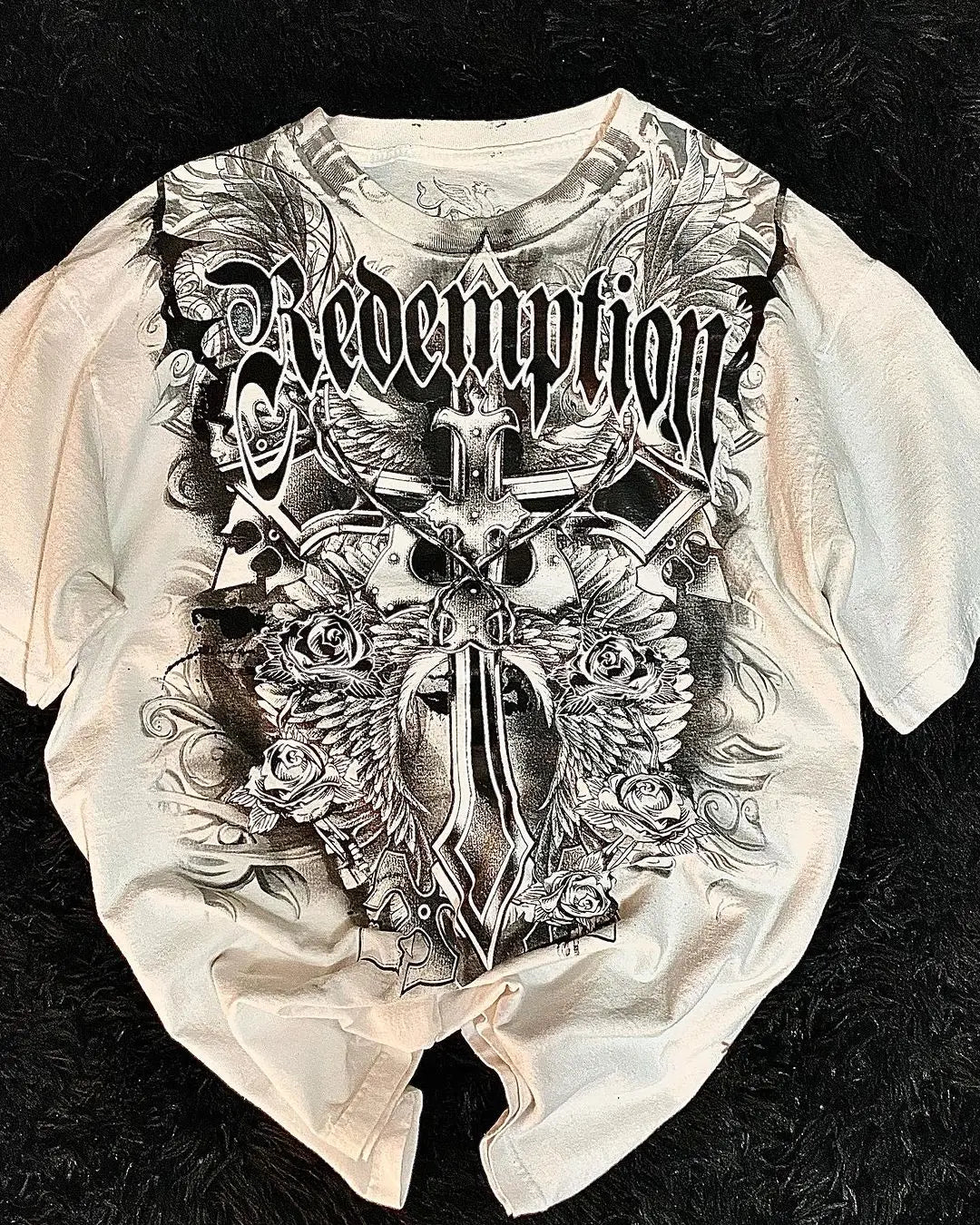 Hearujoy Y2k European and American Hip-hop Skull Oversized T-shirt Street Harajuku Retro Letter Print Top Men Casual Graphic t shirts