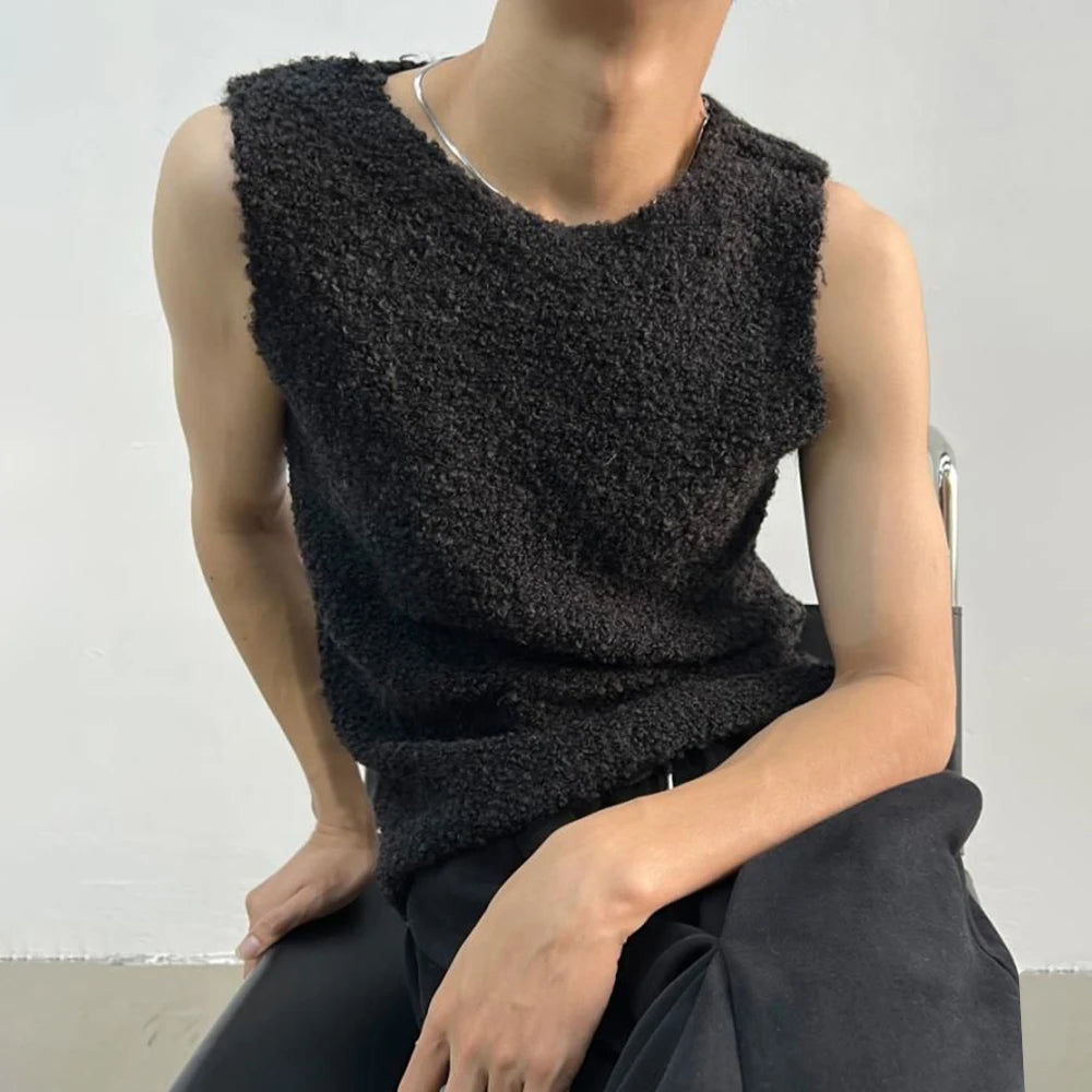 HEARUJOY  -  Mens Sexy Slim Shearling Vest 2025 New Genderless Fashion Youth Trend Versatile Comfortable Solid Color Simple Tank Top Unisex