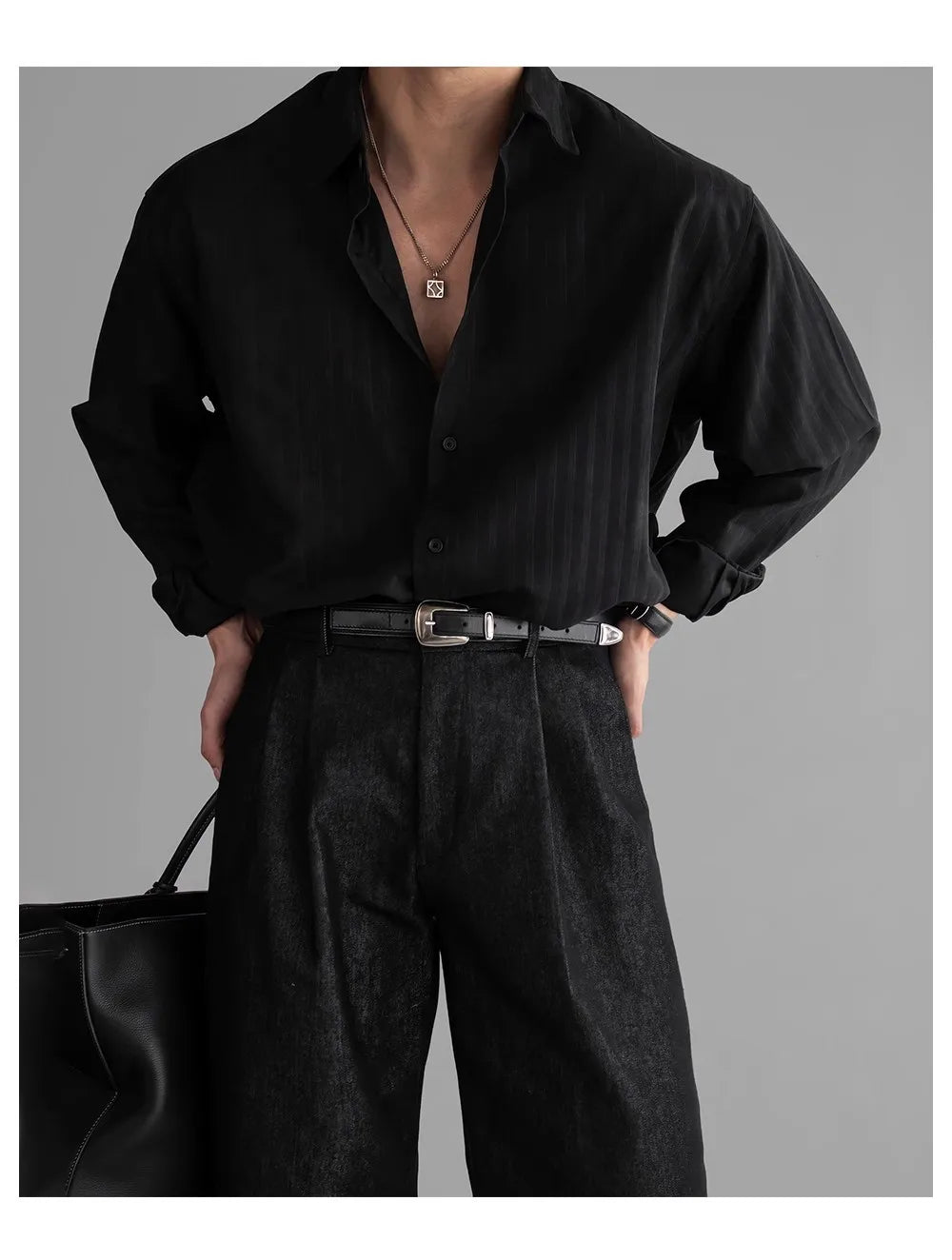 HEARUJOY  -  New Korean Fashion Men Shirts Light Luxury Textured Business Striped Long Sleeve Cardigan Tops Leisure High Quality Blouse M-2XL