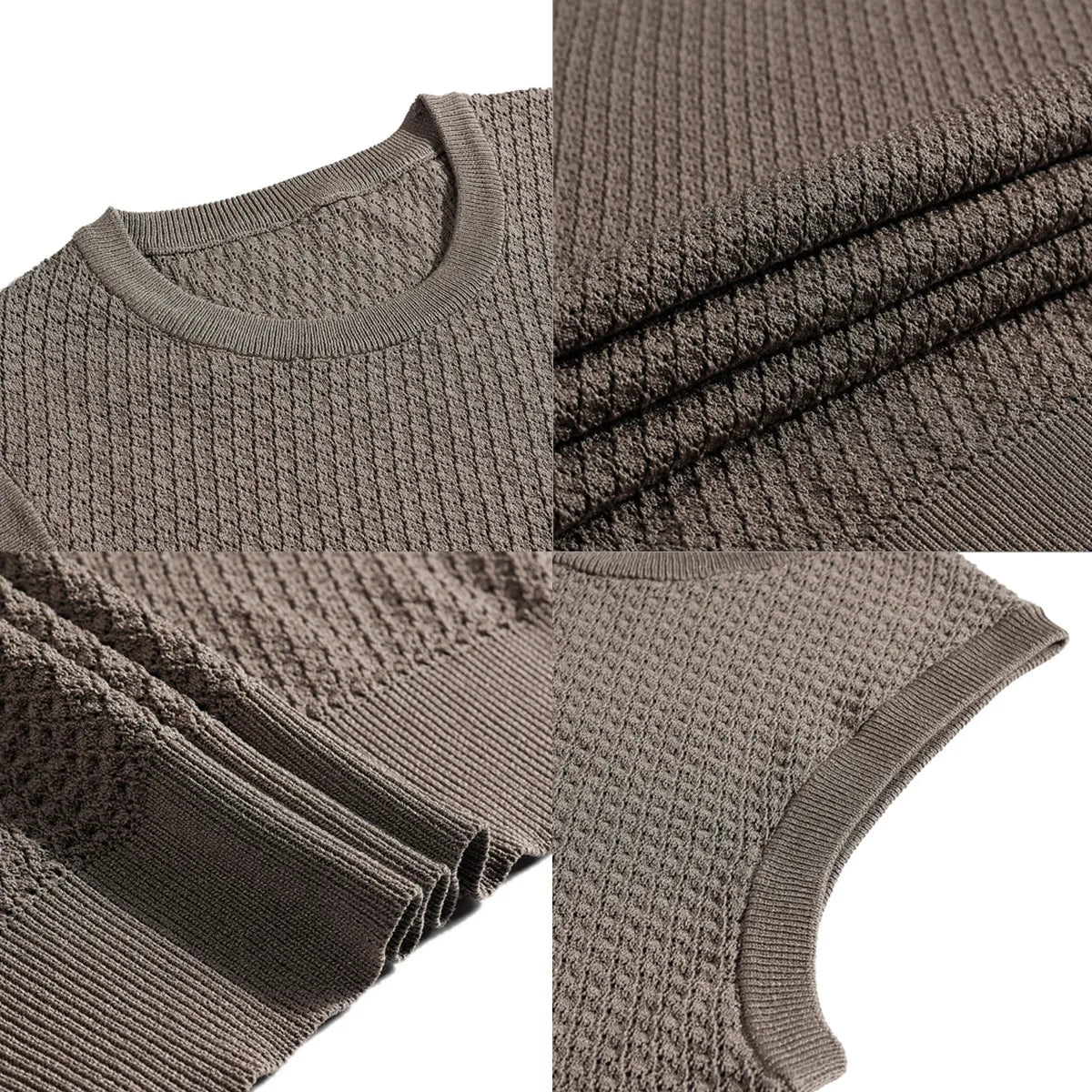 HEARUJOY  -  Men's Summer Sleeveless Vest  Breathable Mesh-Knit Fabric  Textured Crew Neck  Relaxed Fit  Casual Versatile Styling