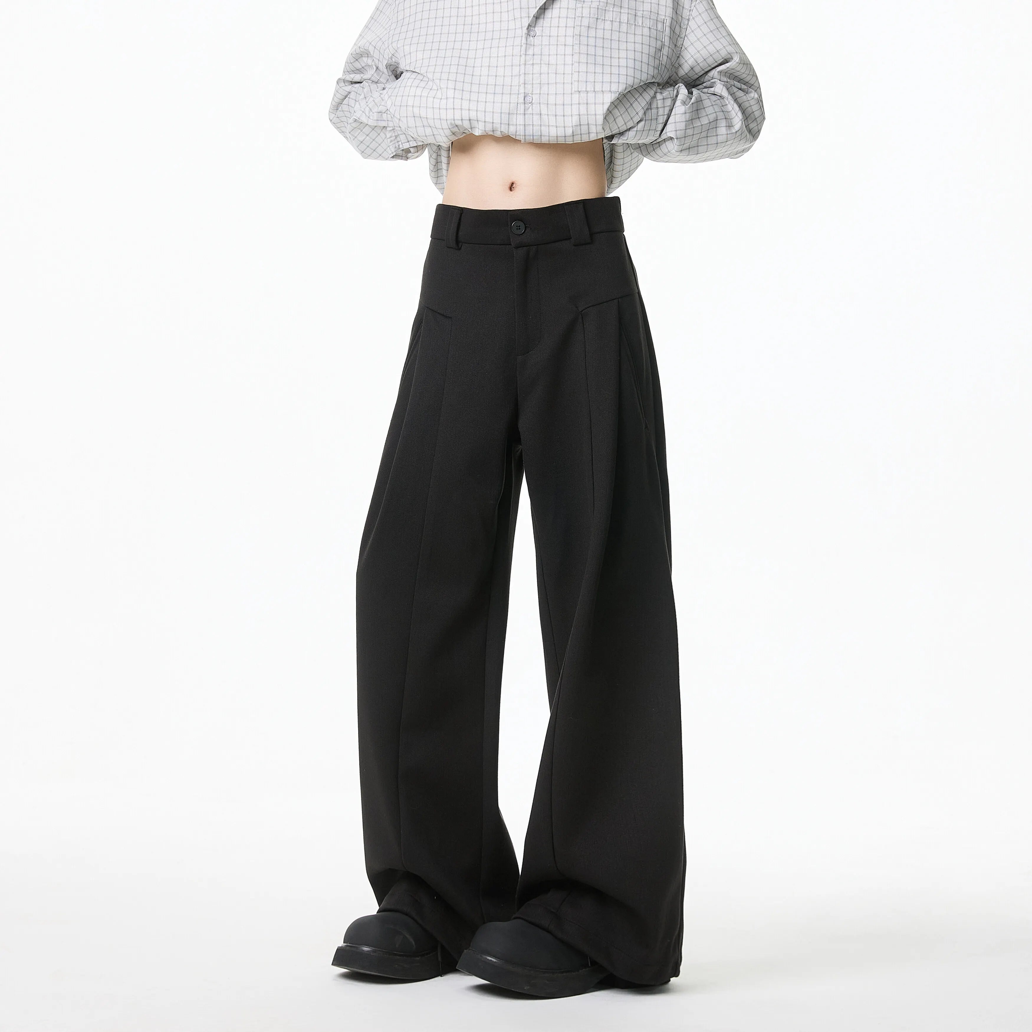 HEARUJOY  -  Apricot Suit Pants Men Society Mens Black Dress Pants Korean Loose Wide Leg Pants Mens Office Formal Trousers Large Size 4XL