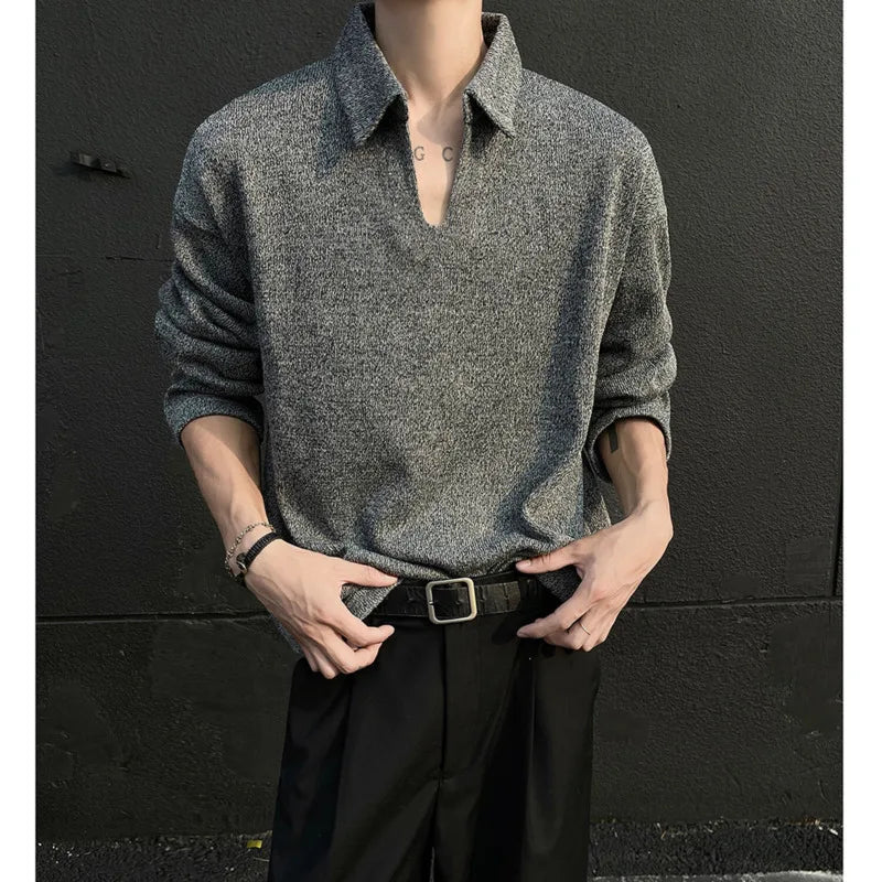 HEARUJOY  -  Spring Lapel Hoodie Men Oversized Casual Sweatshirt Men Korean Loose Pullover Hoodie Mens Hoody Men Long Sleeved T-shirt M-3XL