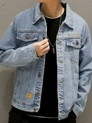 HEARUJOY  -  Black Padding with Embroidery Jeans Coat for Men Warm Wool Sheep Denim Jackets Man Padded Blue Washed Worn One Piece G Casual