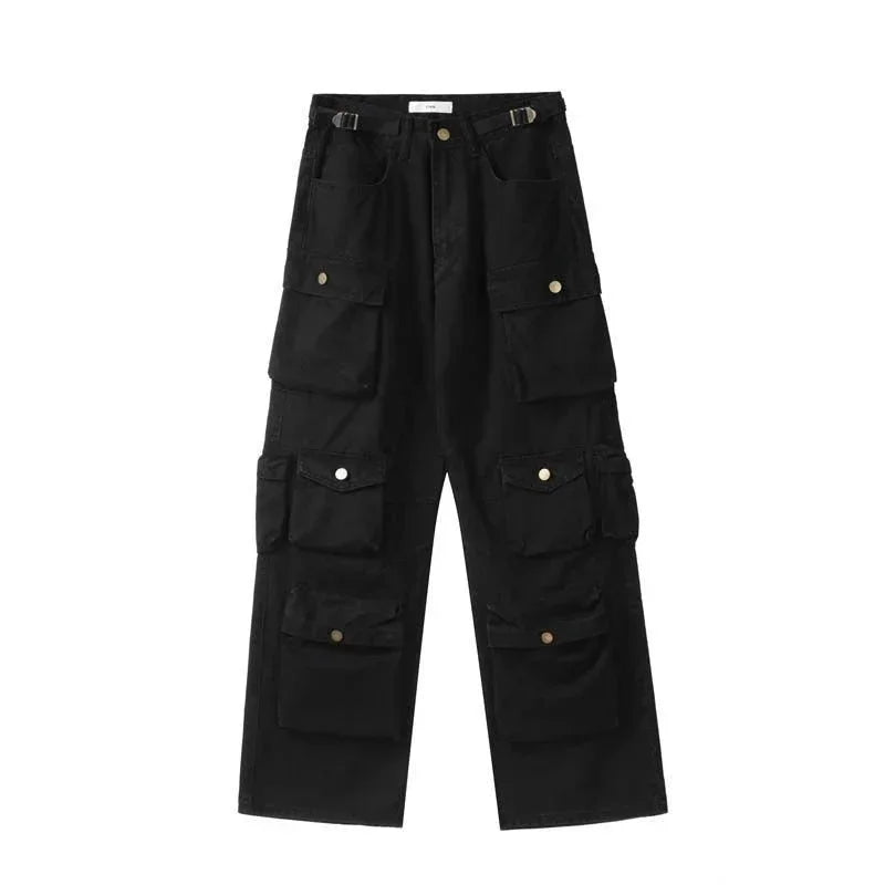 Hearujoy New American Cargo Pants Women High Waisted Baggy Jeans Retro Street Harajuku Couples Y2K Style Mopping Pants Youth Clothing