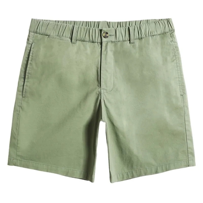 HEARUJOY  -  Men's Classic Fitted Cotton Casual Shorts with Elastic Waistlines and Multiple Pockets for Daily Commuting and Summer Shorts