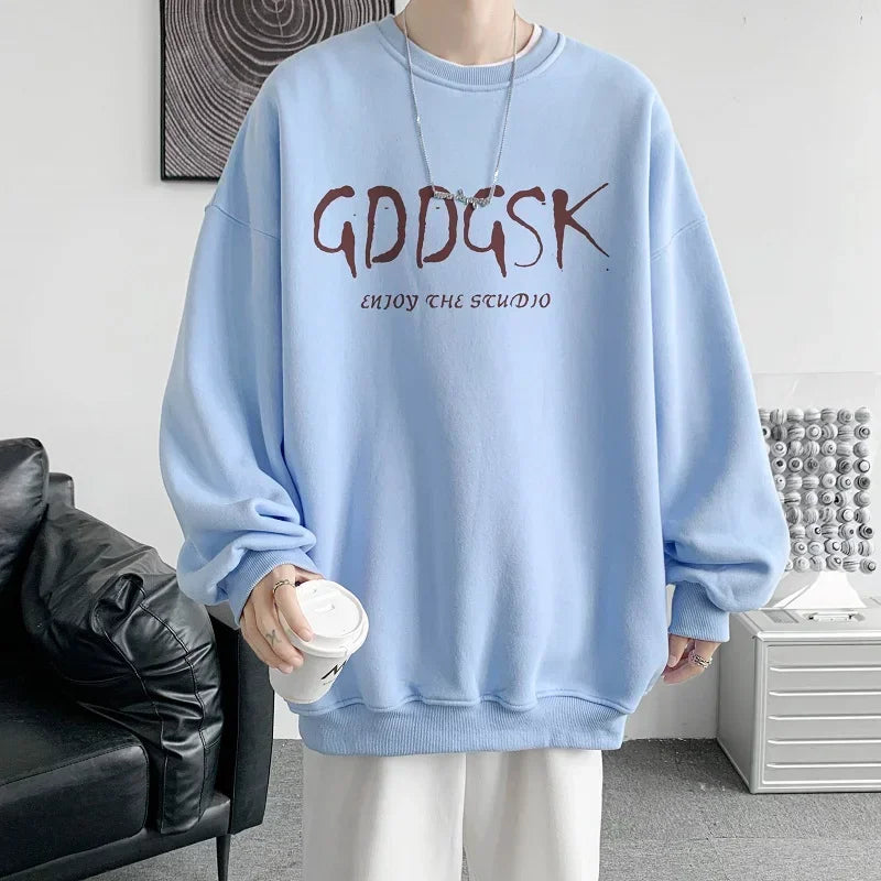 HEARUJOY  -  Men's Oversized Hoodie White 5XL Unisex Autumn Over Size Hoodies for Men Letter Print Man Casual Wear Hoody Male Sweatshirt