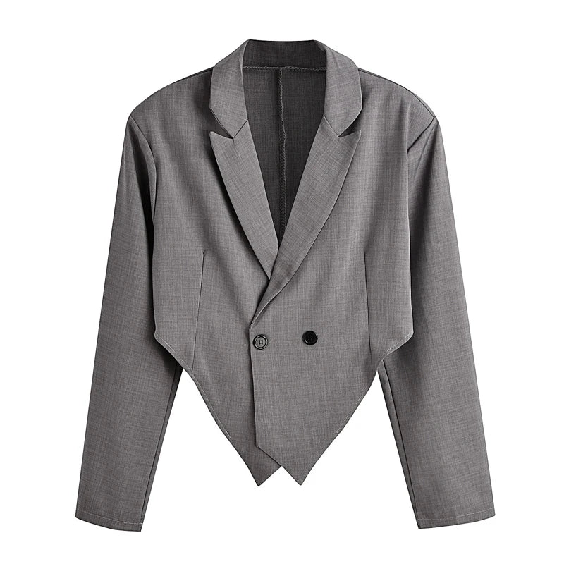 HEARUJOY  -  Spring Autumn Fashion Men Small Suit Set Tailored Collar Long Sleeve Irregular Tops And Straight Pants Two Piece Sets Loose Outf
