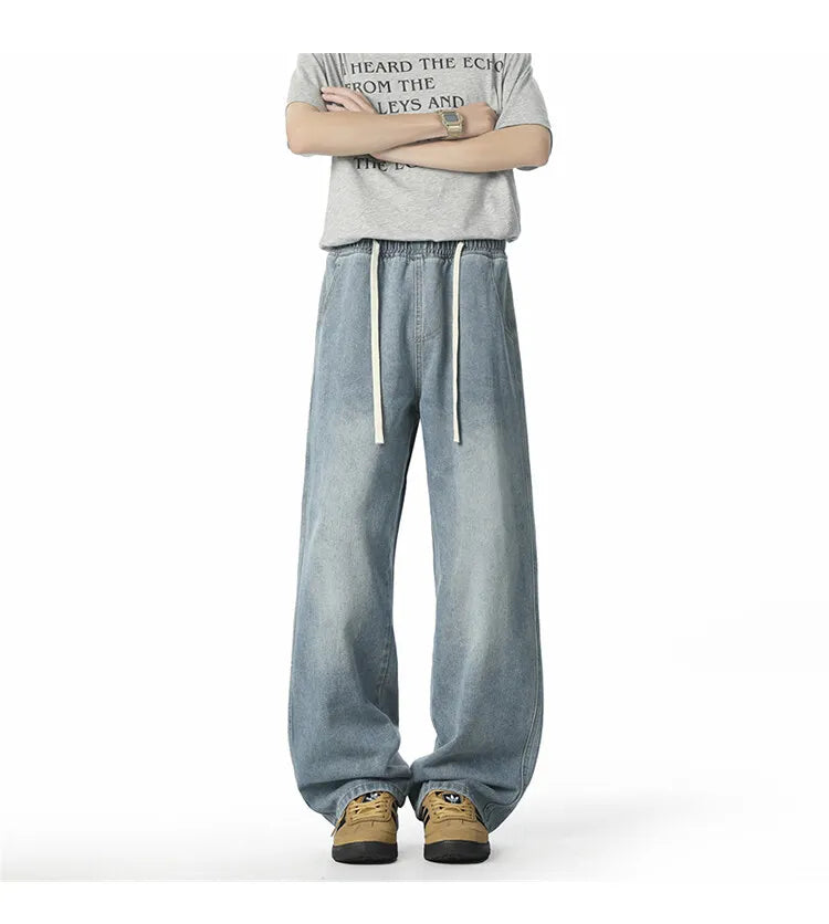 HEARUJOY  -  Jeans For Men New Y2K Vintage Denim Pants Hip Hop Fashion Wide-leg Baggy Jean Streetwear Trousers Straight Pantalones