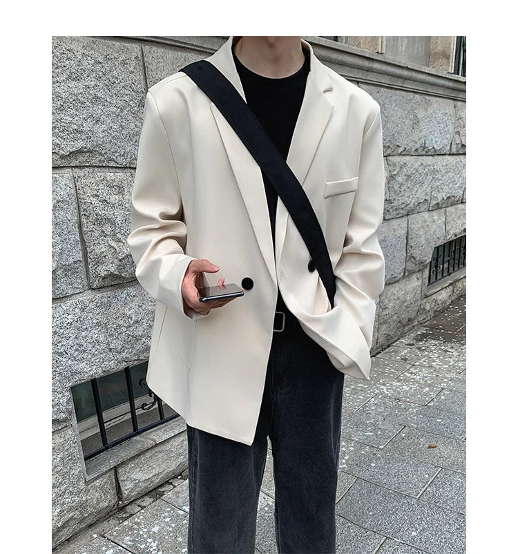 HEARUJOY  -  Spring Summer Men Formal Blazers Men Korean Fashion Loose Casual Dress Jacket Men Harajuku Social Suit Jacket Clothing