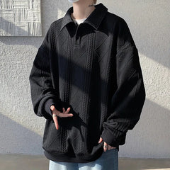 HEARUJOY  -  Spring Lapel Hoodie Men Fashion Casual Pullover Sweatshirt Men Streetwear Korean Loose Casual Hoodie Men Oversized Hoody M-3XL