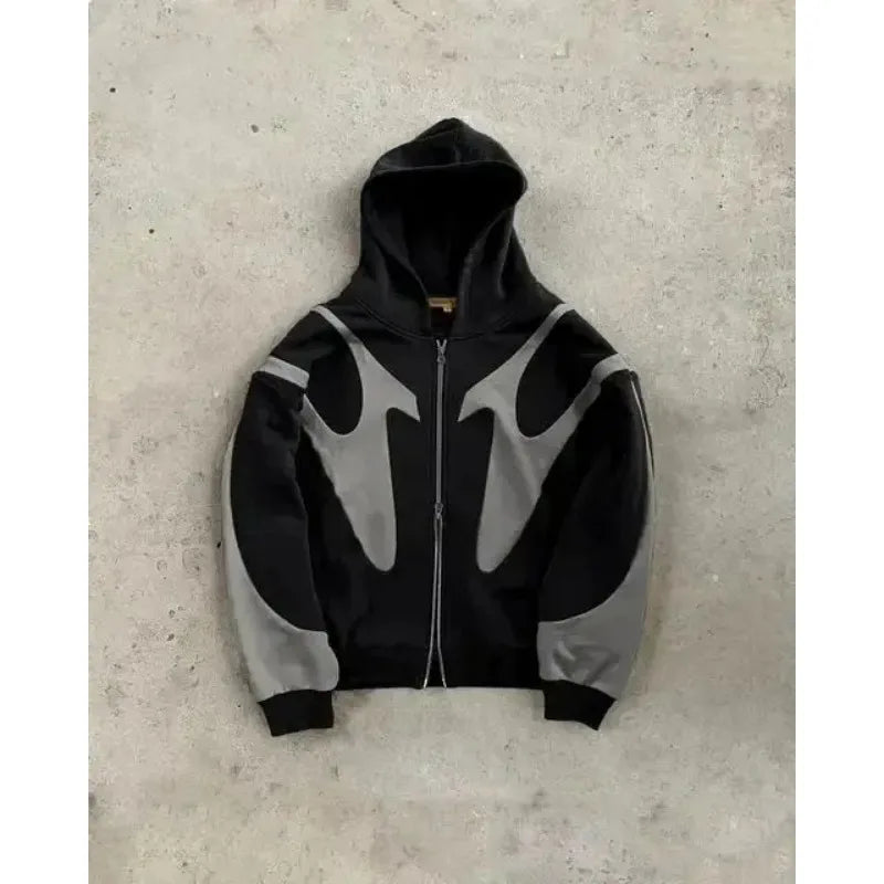 Hearujoy Hip hop Sweatshirts Women Splicing Embroidery Streetwear Frenulum Y2k Harajuku Personality Stripe Patchwork Loose Hoodies women