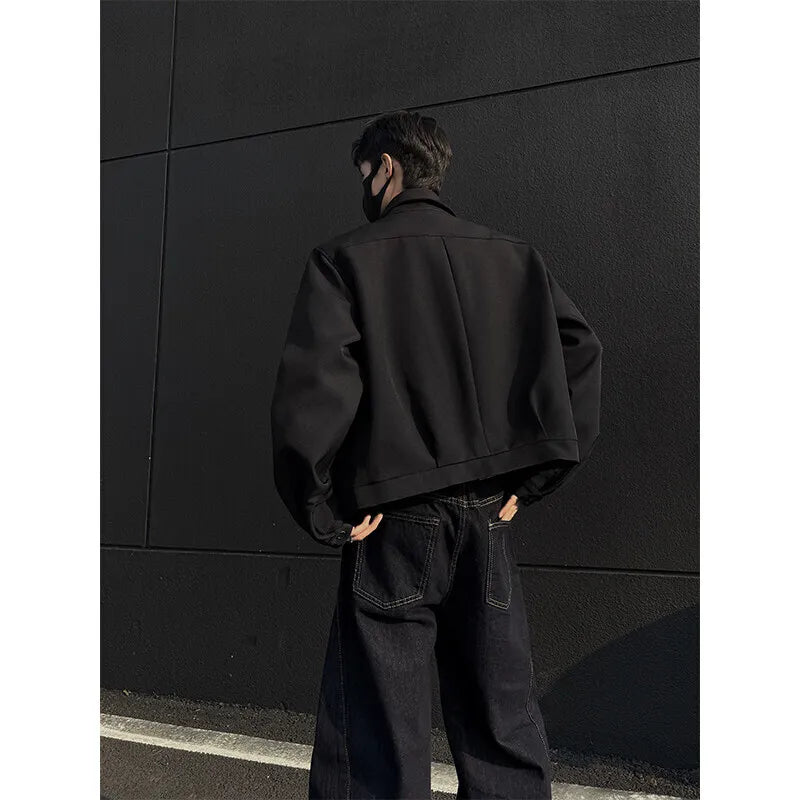 HEARUJOY  -  Spring Short Jacket Men Fashion Casual Black Jacket Men Streetwear Korean Loose Bomber Jacket Mens Motorcycle Jackets Coat M-3XL