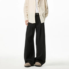 HEARUJOY  -  Brown Suit Pants Men Fashion Society Mens Black Dress Pants Korean Loose Wide Leg Pants Mens Office Formal Trousers Plus Size