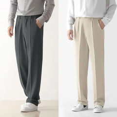 HEARUJOY  -  Anti-wrinkle-free Ironing Trousers for Men Slim Feet High-end Formal Suit Pants Casual Nine-point Pants