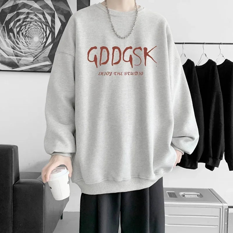 HEARUJOY  -  Men's Oversized Hoodie White 5XL Unisex Autumn Over Size Hoodies for Men Letter Print Man Casual Wear Hoody Male Sweatshirt