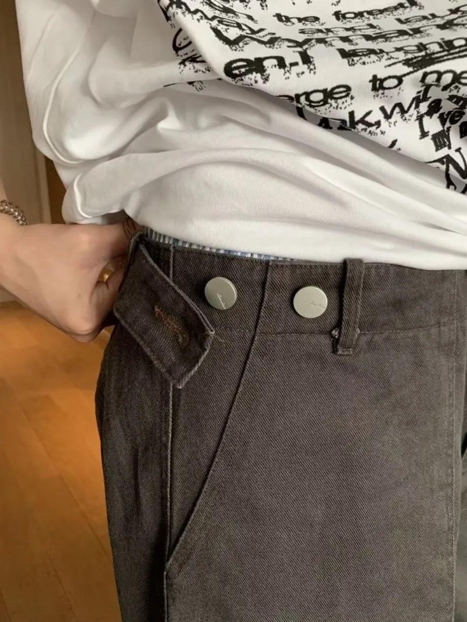 HEARUJOY  -  Cargo Cropped Pants Mens Summer New Multiple Pockets Casual Wide Leg Tooling Shorts Street Retro Paratrooper Overalls Thin