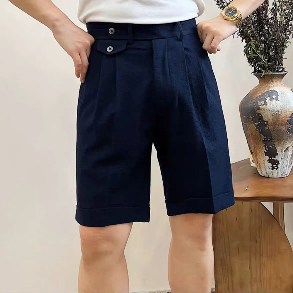 HEARUJOY  -  Mens Business Casual Shorts Spring Summer Breathable Daily Plain Comfortable Versatile Fashion Shorts Men'S Clothing 2025 New