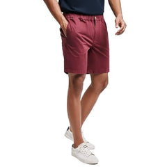 HEARUJOY  -  Men's Classic Fitted Cotton Casual Shorts with Elastic Waistlines and Multiple Pockets for Daily Commuting and Summer Shorts