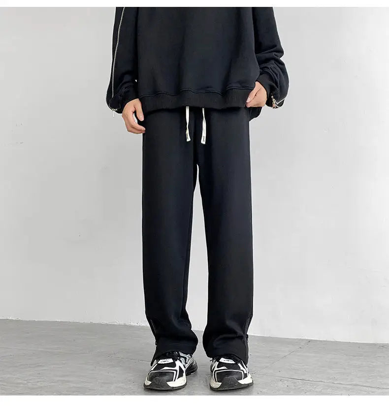 HEARUJOY  -  Black Casual Pants Men Sweatpants Oversized Wide Leg Pants Men Streetwear Loose Grey Straight Sports Pants Mens Joggers Trousers