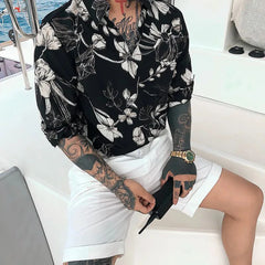 Hearujoy Men Fashion Clothing Summer High Quality Floral Retro Casual Hawaiian Flower Shirt Slim Fit Beach Short Sleeve Shirt Unisex