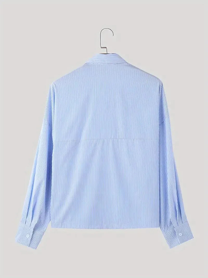 HEARUJOY  -  New Japanese Trendy Men Shirts Light Luxury Textured Lapel Striped Long Sleeve Cardigan Tops Leisure Premium Loose Blouse M-2XL