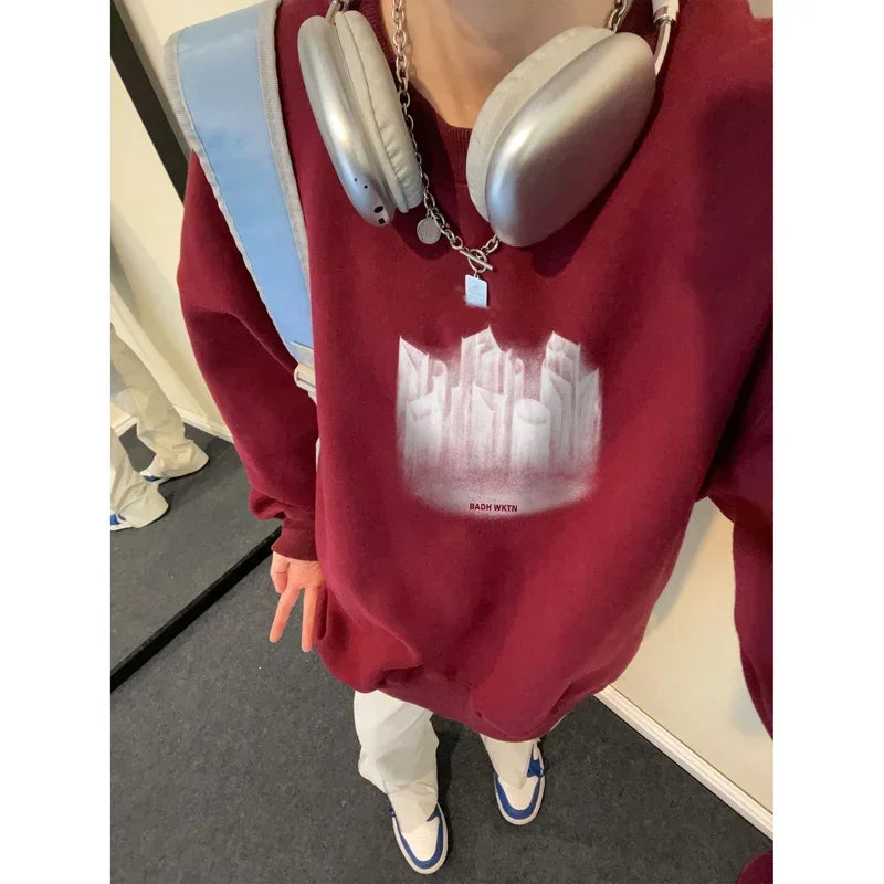 HEARUJOY  -  Men's Oversized Hoodie White 5XL Fashion Hoodies Oversize for Men Funny Print Man Casual Wear Hoody Male Sweatshirt